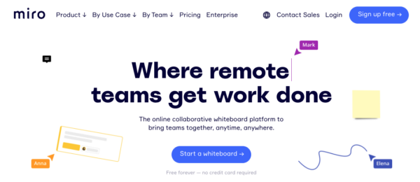 miro remote working tool