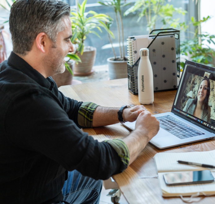 man on video call