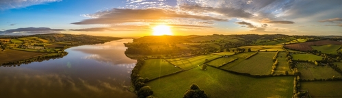 virtual office - Panorama,Of,Sunrise,Over,Fields,And,River,Teign,From,A